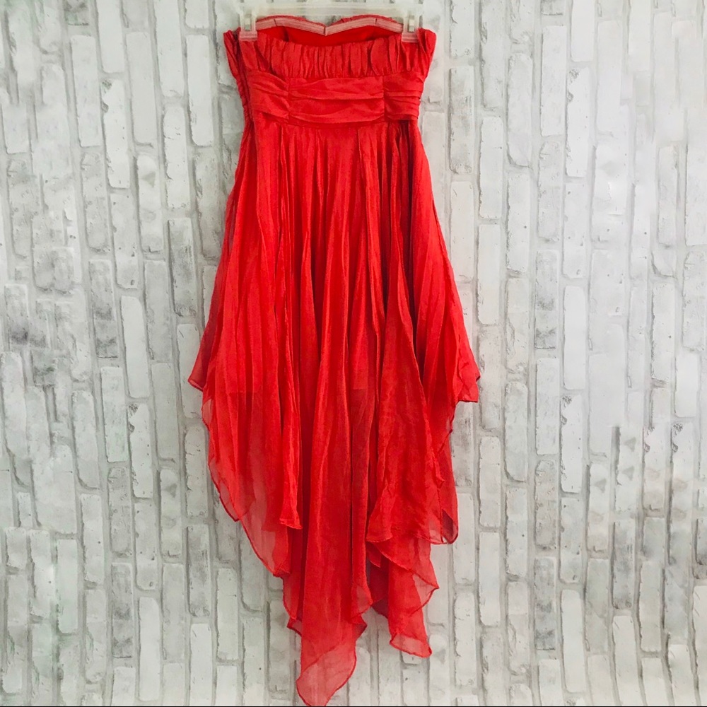 Casting Orange Strapless High Low Dress - Picture 6 of 10